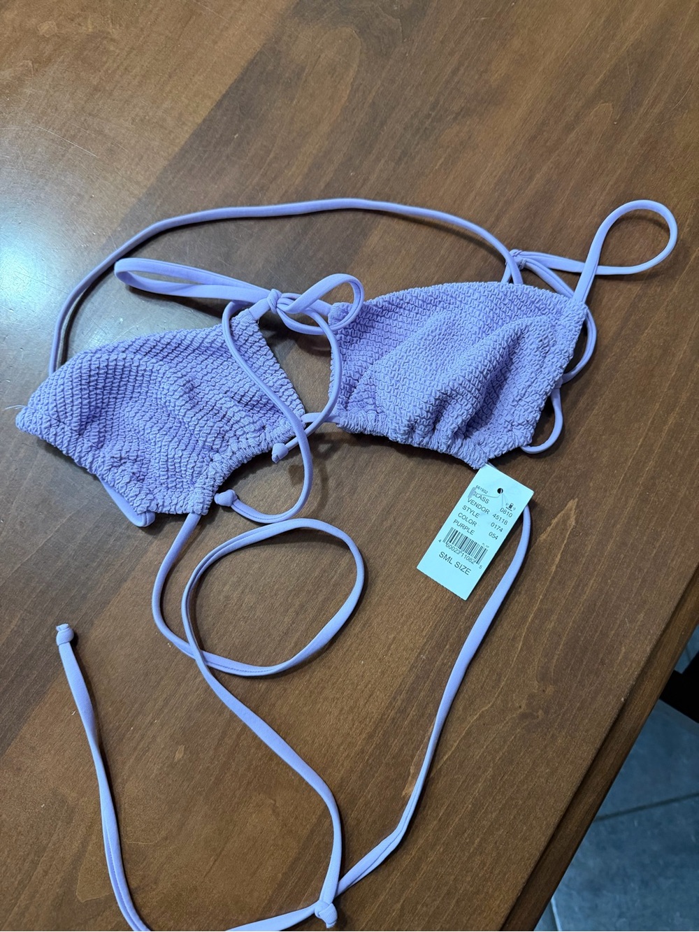 La Hearts Lavender Textured Triangle Bikini Top